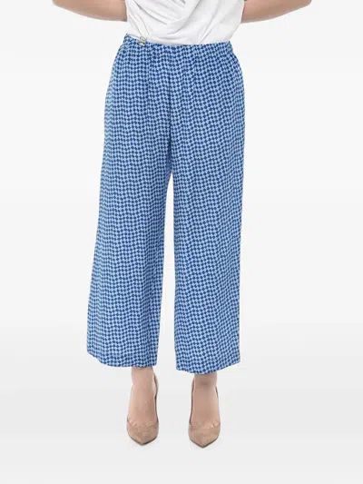 Marni Checked Silk Trousers In Blue