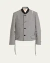Marni Checked Straight Fit Cropped Wool Jacket In Black