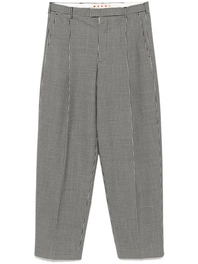 Marni Checked Trousers In Gray