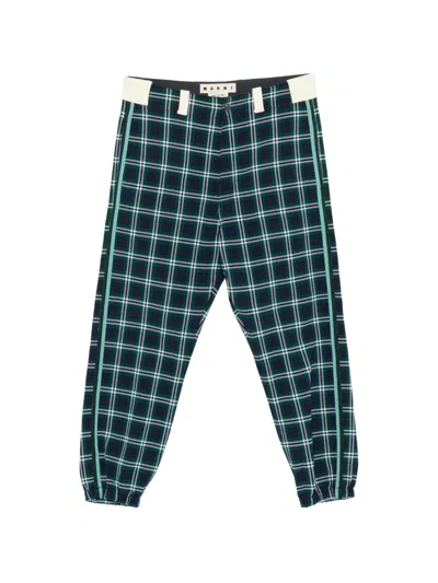Pre-owned Marni Checked Trousers In Blue