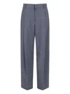 Marni Checked Wide-leg Trousers With Front Pleats And Concealed Zip In Blue