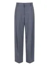 Marni Checked Wide-leg Trousers With Front Pleats And Concealed Zip In Gray