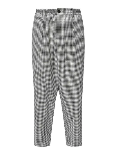 Marni Checked Wool Trousers In Black