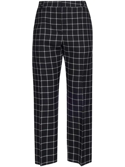 Marni Checked Wool Trousers In Black