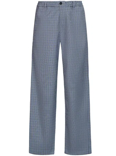 Marni Plaid Straight-leg Trousers In Blue