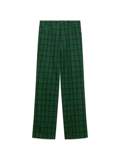 Marni Checked Wool Trousers In Green