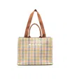 Marni Checkerboard Raffia Tote Bag In Nude