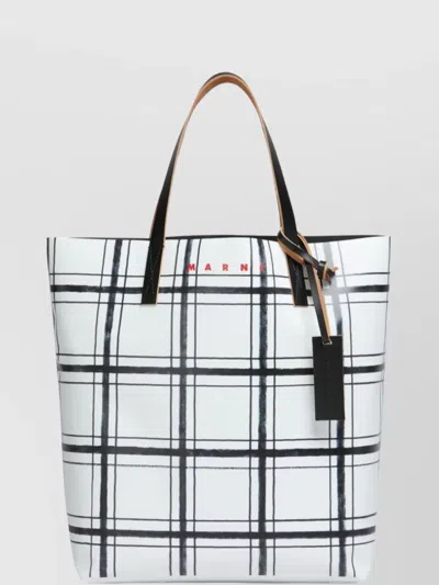 Marni Checkered Tote Bag Dual Handles