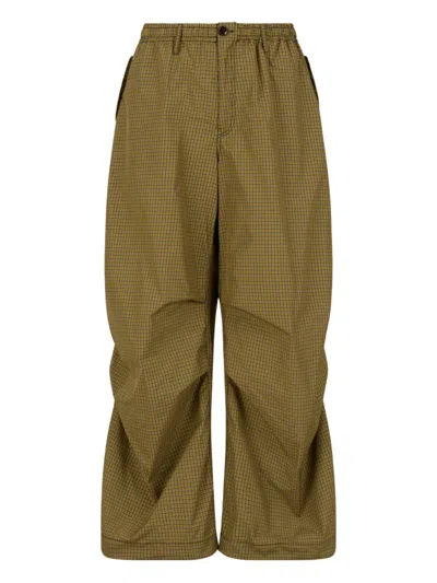 Marni Checkered Trousers In Green