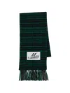 Marni Check-pattern Virgin Wool And Alpaca-blend Scarf With Logo Patch In Green