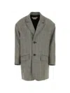 Marni Wool Blazer Oversize Embroidered Checked Design In Gray