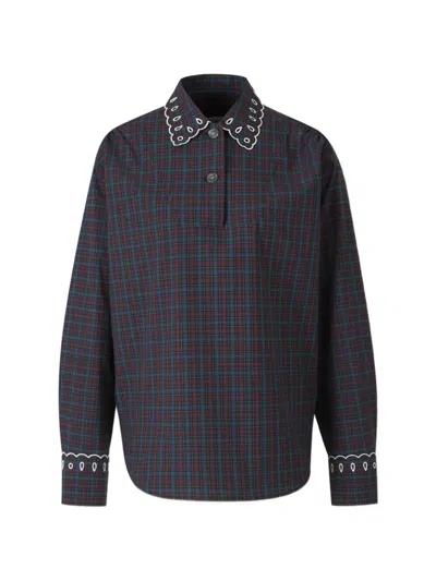 Marni Check-pattern Scallop-trim Polo Shirt In Multi