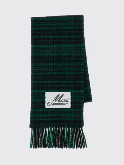 MARNI MARNI CHECK-PATTERN VIRGIN WOOL AND ALPACA-BLEND SCARF WITH LOGO PATCH