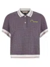 Marni Check-pattern Viscose Blend Polo In Navy