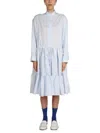 Marni Drawstring Poplin Midi Shirtdress In Azure