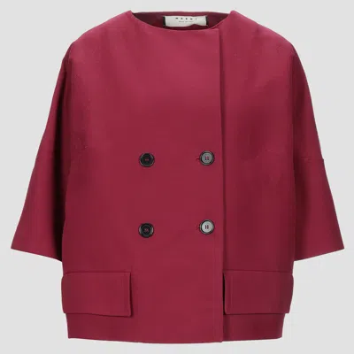 Pre-owned Marni Cherry Red Cotton Cady Oversized Jacket S (it 40)
