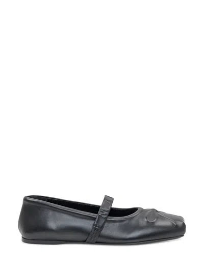 Marni Chic Leather Jane Flats In Black