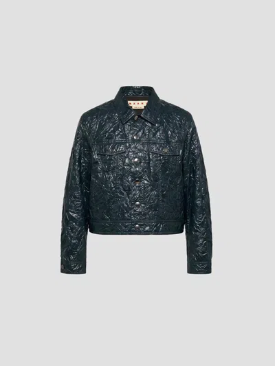 Marni Chic Mini Jacket For Fall 2026 In Dark Petrol