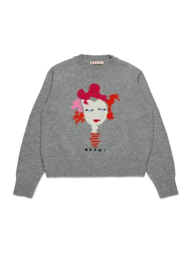 Marni Chic Mini Sweater For Girls - Fw25 In Gray