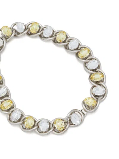 Marni Chic Silver Collar Necklace With Intricate Glass Embellishments In Celerglass