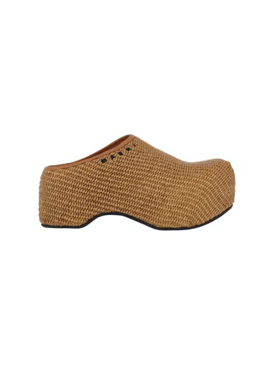 MARNI CHUNKY" RAFFIA WEDGES - BROWN