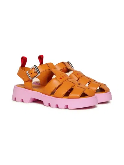 Marni Kids' Chunky-sole Strappy Sandals In Orange