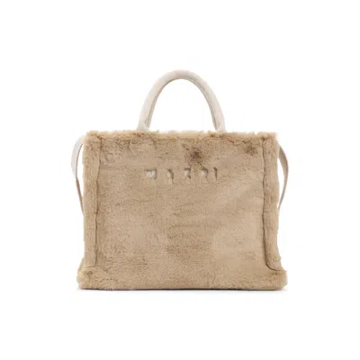 Marni Citronelle Brown Small Basket Handbag In Neutral