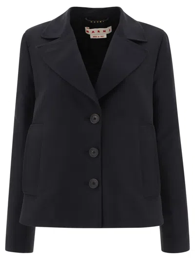 Marni Classic Black A-line Cady Jacket For Women
