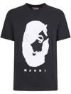 Marni Classic Black Cotton T-shirt With Unique Graphic Design In Black