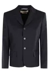 Marni Classic Blue Wool Jacket With Signature Stitching In Blue
