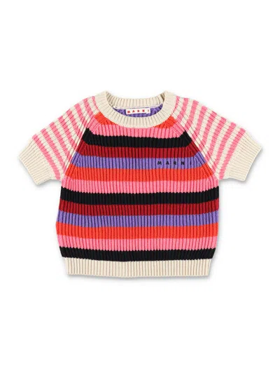 Marni Classic Cotton Striped Sweater For Girls In Multi