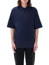 MARNI CLASSIC POLO SHIRT WITH TONAL LOGO PATCH IN BLUMARINE