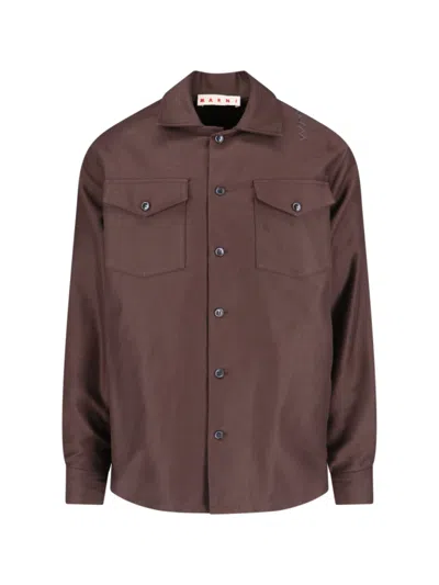Marni Shirt With Chest Pockets And Long Sleeves In Brown