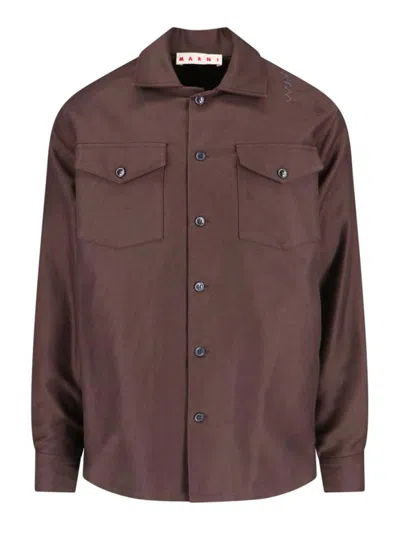 Marni Shirt With Chest Pockets And Long Sleeves In Brown