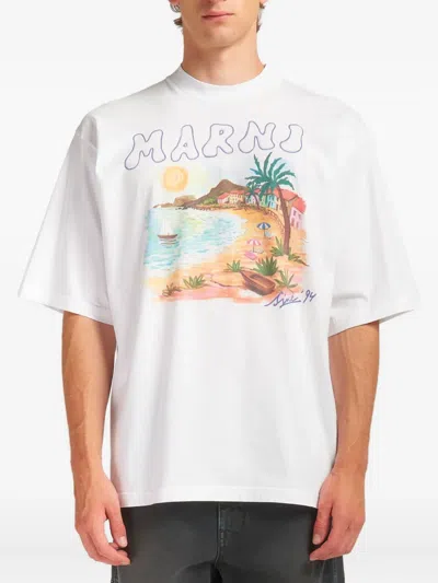 Marni Coastal-scene T-shirt In White