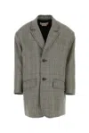 Marni Wool Blazer Oversize Embroidered Checked Design In Gray