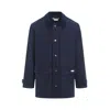 Marni Logo Patch Buttoned Coat In Blue
