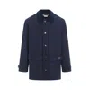 Marni Logo Patch Buttoned Coat In Blue