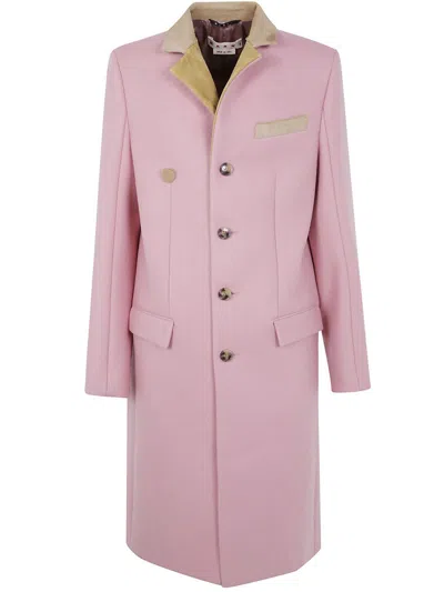 Marni Tailored Coat With Flap Pockets And Notched Lapel In Pink