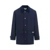 Marni Logo Patch Buttoned Coat In Blue