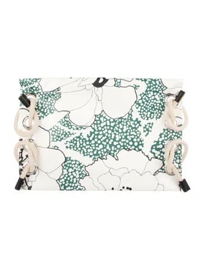Pre-owned Marni Coated Canvas Cosmetic Bag In White