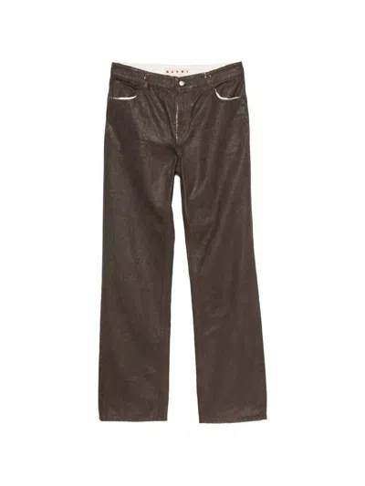 Marni Coated Jeans In Brown