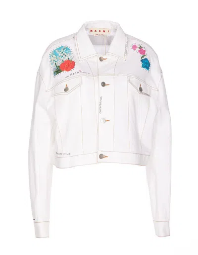 Marni Short Denim Buttoned Jacket In White
