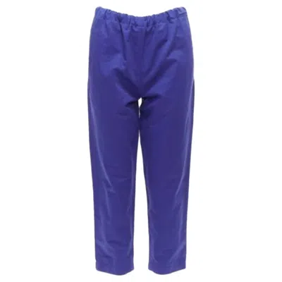 Pre-owned Marni Cobalt Blue Cotton Linen Minimalistic Drawstring Cropped Pants