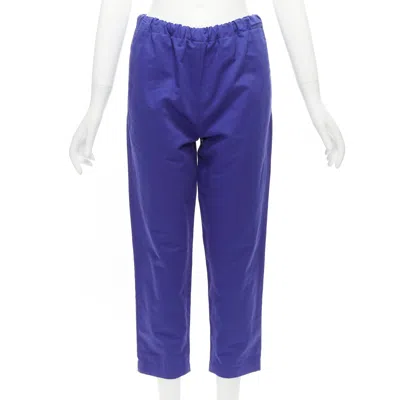 Pre-owned Marni Cobalt Blue Cotton Linen Minimalistic Drawstring Cropped Pants