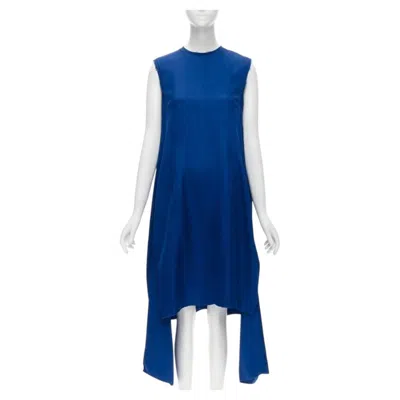 Pre-owned Marni Cobalt Blue Viscose Raw Frayed Edge Step Hem Folded Back Dress It38 Xs