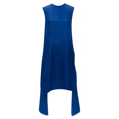 Marni Cobalt Viscose Raw Ayed Edge Step Hem Fed Back Dress In Blue