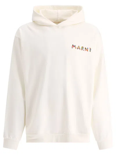 Marni "collage Bouquet" Hoodie In Neutral