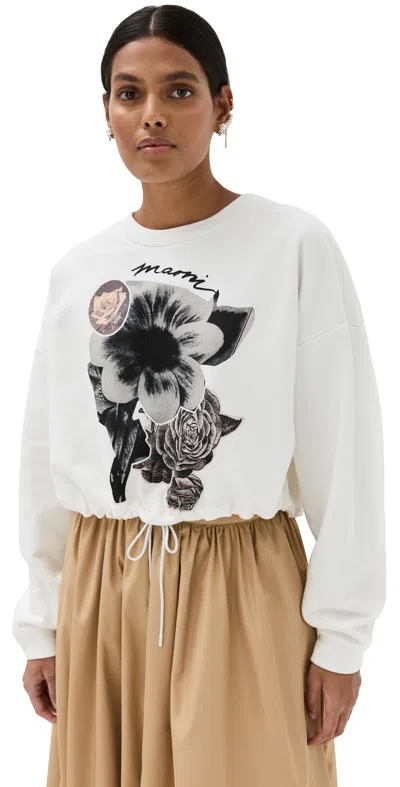 Marni Collage Flowers Sweatshirt Natural White