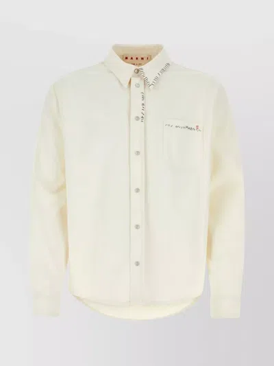 Marni Collar Button-down Denim Shirt In Neutral